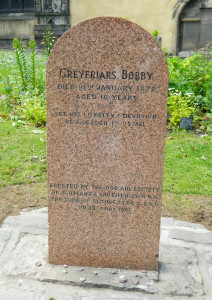 Greyfriars Bobby's gravesite in Edinburgh, Scotland