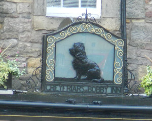 Greyfriars Bobby's gravesite in Edinburgh, Scotland